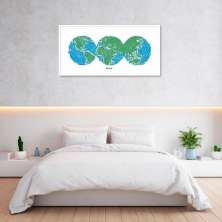 Quadro Mapa Mundi Globos Draw Art 120x60 Caixa Branco