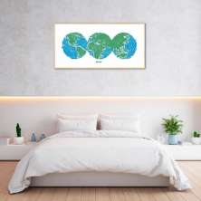Quadro Mapa Mundi Globos Draw Art 120x60 Filete Marfim