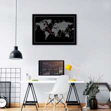 Quadro Mapa Mundi do Investidor 100x70 Filete Preto