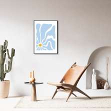 Quadro Matisse Blue Flower 100x70 Filete Preto