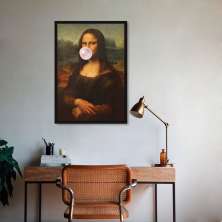 Quadro Mona Lisa Bola de Chiclete 43x30 Caixa Preto