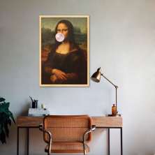 Quadro Mona Lisa Bola de Chiclete 86x60 Caixa Marfim