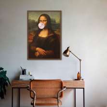 Quadro Mona Lisa Bola de Chiclete 86x60 Caixa Marrom