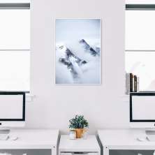 Quadro Montanha Nevada 100x70 Filete Branco
