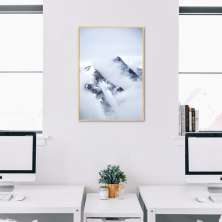 Quadro Montanha Nevada 86x60 Filete Marfim