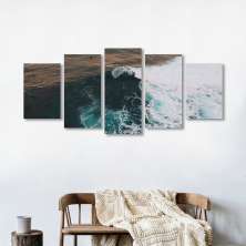 Quadro Mosaico Decorativo Mar 5 Telas 208x90