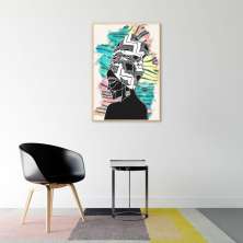 Quadro Mulher Negra Cores 43x30 Filete Marfim