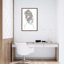 Quadro Mulher Negra em Linhas 100x70 Caixa Marrom