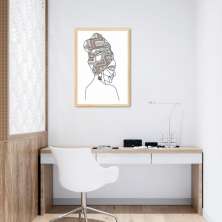 Quadro Mulher Negra em Linhas 43x30 Caixa Marfim