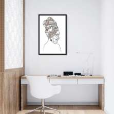 Quadro Mulher Negra em Linhas 43x30 Caixa Preto
