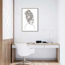 Quadro Mulher Negra em Linhas 60x43 Filete Marrom