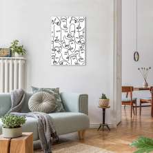 Quadro Mulheres Line Faces 100x70 Filete Branco
