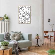Quadro Mulheres Line Faces 43x30 Filete Marfim