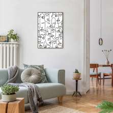 Quadro Mulheres Line Faces 86x60 Filete Marrom