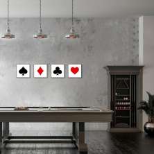 Quadro Naipes Color Baralho 86x375 4-86x86 Filete Marrom
