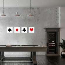 Quadro Naipes Color Baralho 9 43x189 4-43x43 Filete Branco