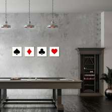 Quadro Naipes Color Baralho 9 43x189 4-43x43 Filete Marfim