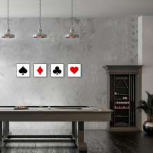 Quadro Naipes Color Baralho 9 43x189 4-43x43 Filete Preto