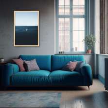Quadro Oceano Barco em Origami 43x30 Caixa Marfim