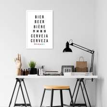 Quadro Palavra Cerveja Idiomas 100x70 Caixa Branco