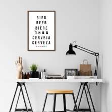 Quadro Palavra Cerveja Idiomas 100x70 Caixa Marrom