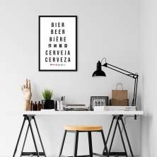Quadro Palavra Cerveja Idiomas 100x70 Caixa Preto