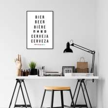 Quadro Palavra Cerveja Idiomas 100x70 Filete Preto
