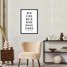 Quadro Palavra Vinho Idiomas 100x70 Caixa Preto