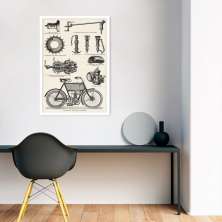 Quadro Peças de Motocicleta de 1894 43x30 Caixa Branco