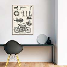 Quadro Peças de Motocicleta de 1894 43x30 Filete Marrom