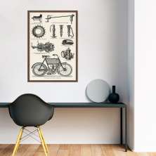 Quadro Peças de Motocicleta de 1894 60x43 Caixa Marrom