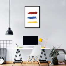 Quadro Pinceladas Coloridas 43x30 Caixa Preto