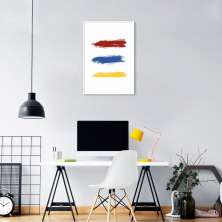 Quadro Pinceladas Coloridas 60x43 Filete Branco