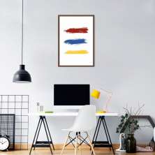 Quadro Pinceladas Coloridas 86x60 Caixa Marrom
