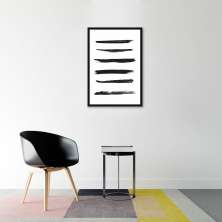 Quadro Pinceladas Pretas 100x70 Caixa Preto