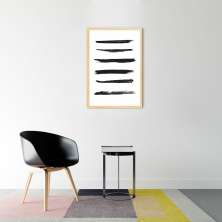 Quadro Pinceladas Pretas 43x30 Caixa Marfim