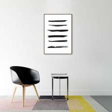 Quadro Pinceladas Pretas 60x43 Filete Marrom