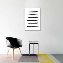 Quadro Pinceladas Pretas 86x60 Filete Branco