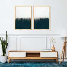 Quadro Pinheiros Neblina França 142x100 2-100x70 Caixa Marfim