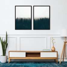 Quadro Pinheiros Neblina França 142x100 2-100x70 Caixa Preto