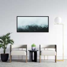 Quadro Pinheiros com névoa Grécia 86x43 Caixa Preto