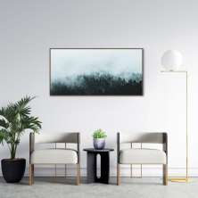 Quadro Pinheiros com névoa Grécia 86x43 Filete Marrom