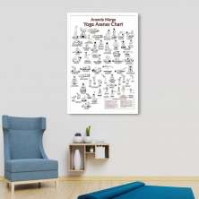 Quadro Posições Yoga Asanas Chart 43x30 Caixa Branco