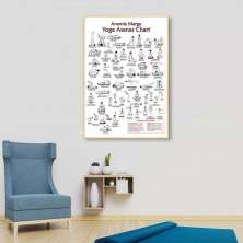 Quadro Posições Yoga Asanas Chart 43x30 Filete Marfim
