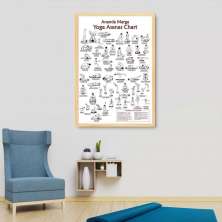 Quadro Posições Yoga Asanas Chart 86x60 Caixa Marfim