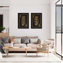 Quadro Rei e Rainha Carta Gold 88x60 2-60x43 Sem Moldura