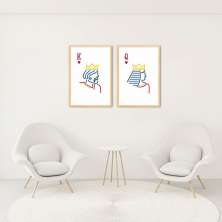 Quadro Rei e Rainha Carta Minimalista 142x100 2-100x70 Caixa Marfim