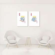 Quadro Rei e Rainha Carta Minimalista 142x100 2-100x70 Sem Moldura