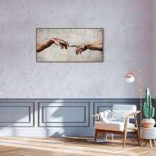 Quadro Releitura a Criação de Adão 86x43 Filete Marrom