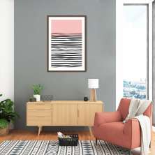 Quadro Rose Linhas Abstratas 43x30 Caixa Marrom